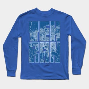 Tehran, Iran City Map Typography - Blueprint Long Sleeve T-Shirt